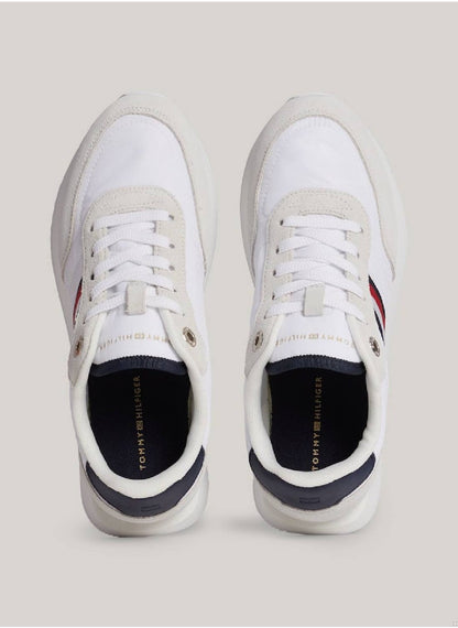 Women's Global Stripe Essential Suede Trainers -  Suede upper, White
