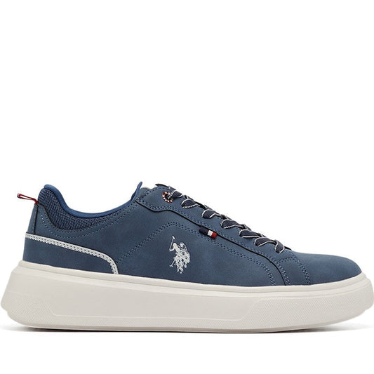 Men's Navy Low-Top Sneakers - Fashionable Lace-Up Style