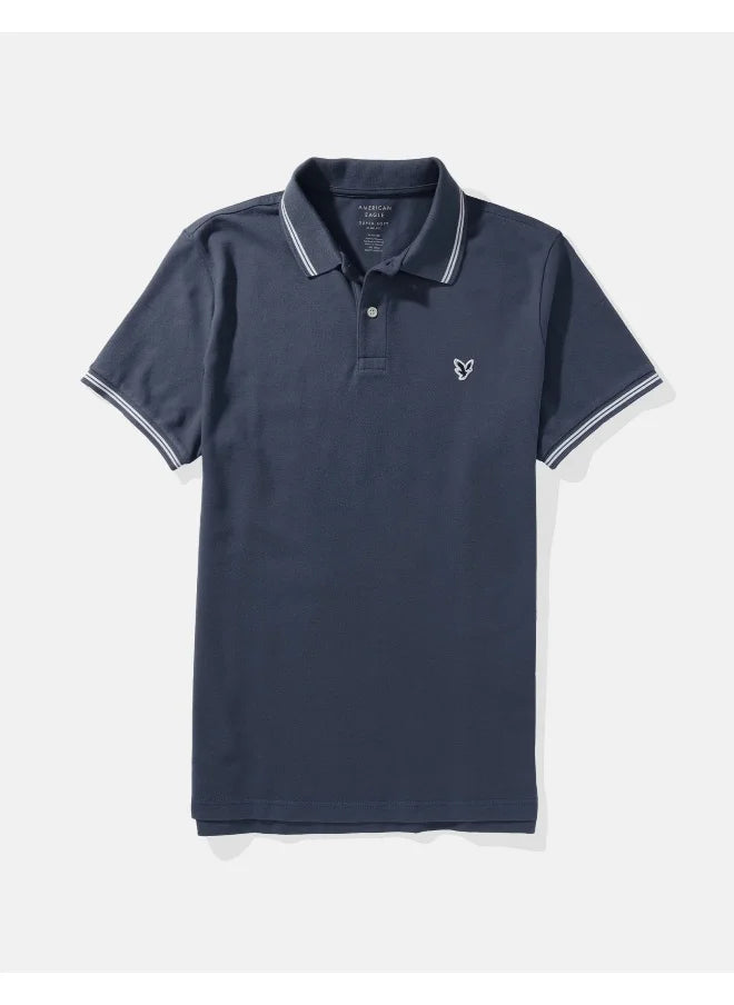 Collar Line Logo Detail Short Sleeve Polo Shirt