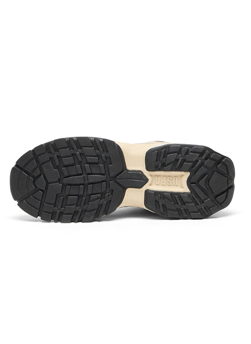 Women's Beige High-Top Sneakers - Rugged Style with Durable Sole and Multi-Color Accents for Outdoor Wear