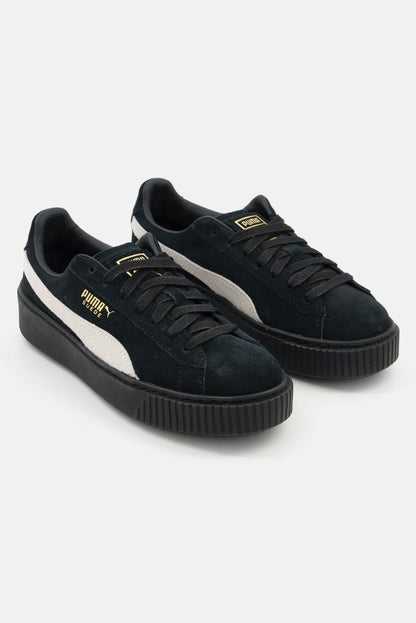 Women Suede Platform Sd Lace Up Outdoor Shoes, Black