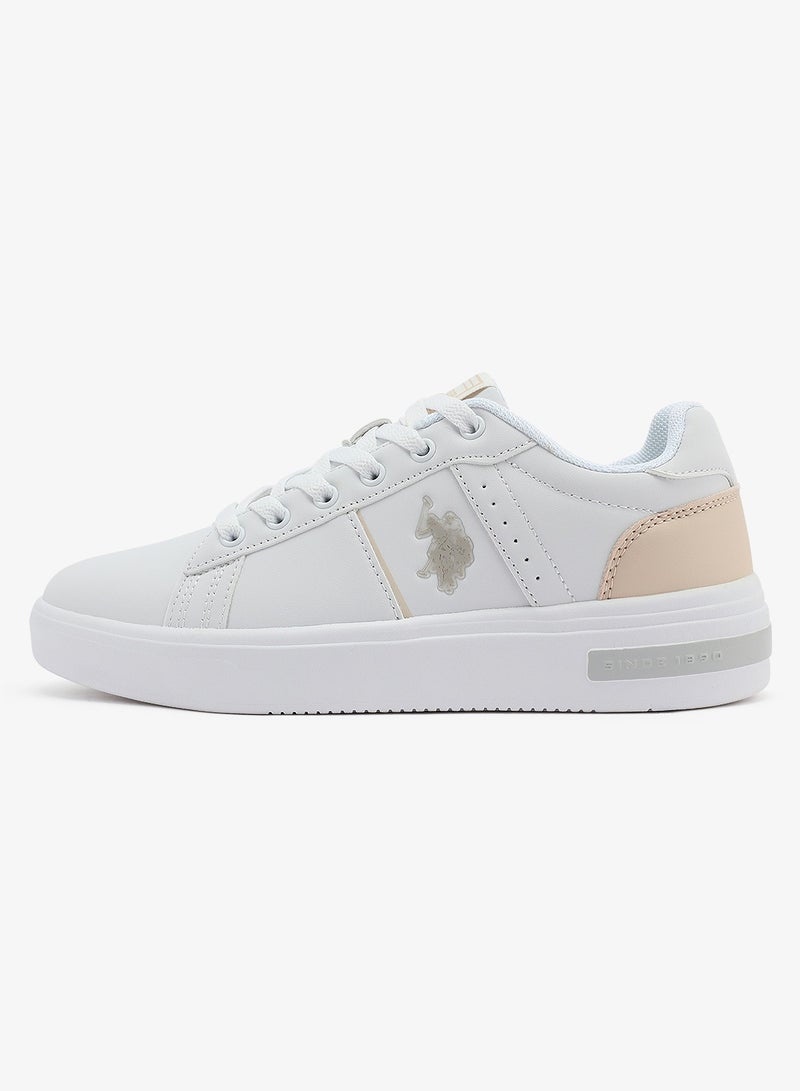 Women's White Low-Top Sneakers - Lightweight Modern Design Shoes for All-Day Comfort