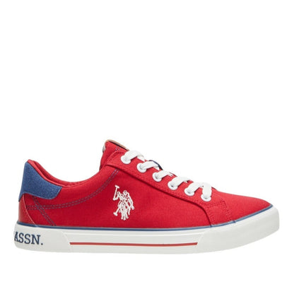 Women's Red Casual Canvas Lace-Up Sneakers, Lightweight Shoes for Everyday Wear