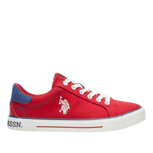 Women's Red Casual Canvas Lace-Up Sneakers, Lightweight Shoes for Everyday Wear
