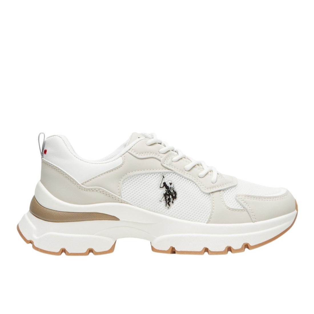 Women's White with Beige Accent Sneakers - Bold Rugged Style with Durable Sole for Outdoor Wear