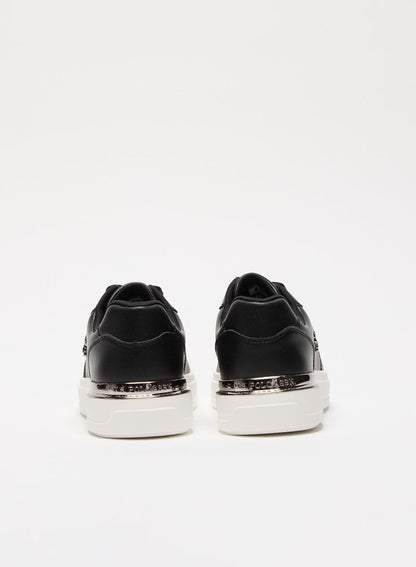 Women's Black Low-Top Sneakers - Stylish Design with White Sole Accent and Cushioned Comfort for Everyday Wear
