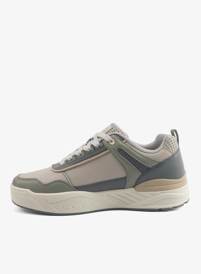 Men's Beige Low-Top Sneakers - Modern Design with Grey Accents Shoes, Durable and Stylish Casual Footwear