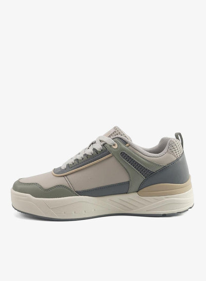 Men's Beige Low-Top Sneakers - Modern Design with Grey Accents Shoes, Durable and Stylish Casual Footwear