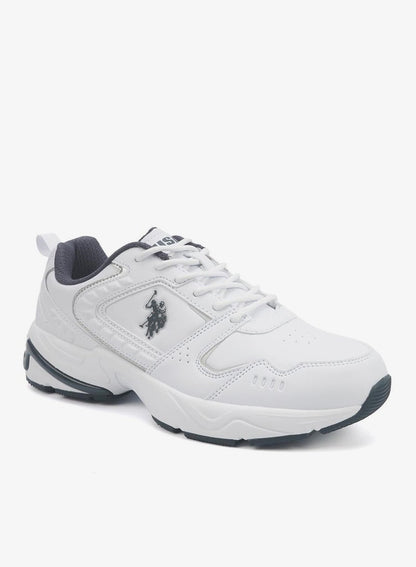 Men's White Classic Low-Top Sneakers, Bold Lace-Up Style, Comfortable Casual Footwear Shoes