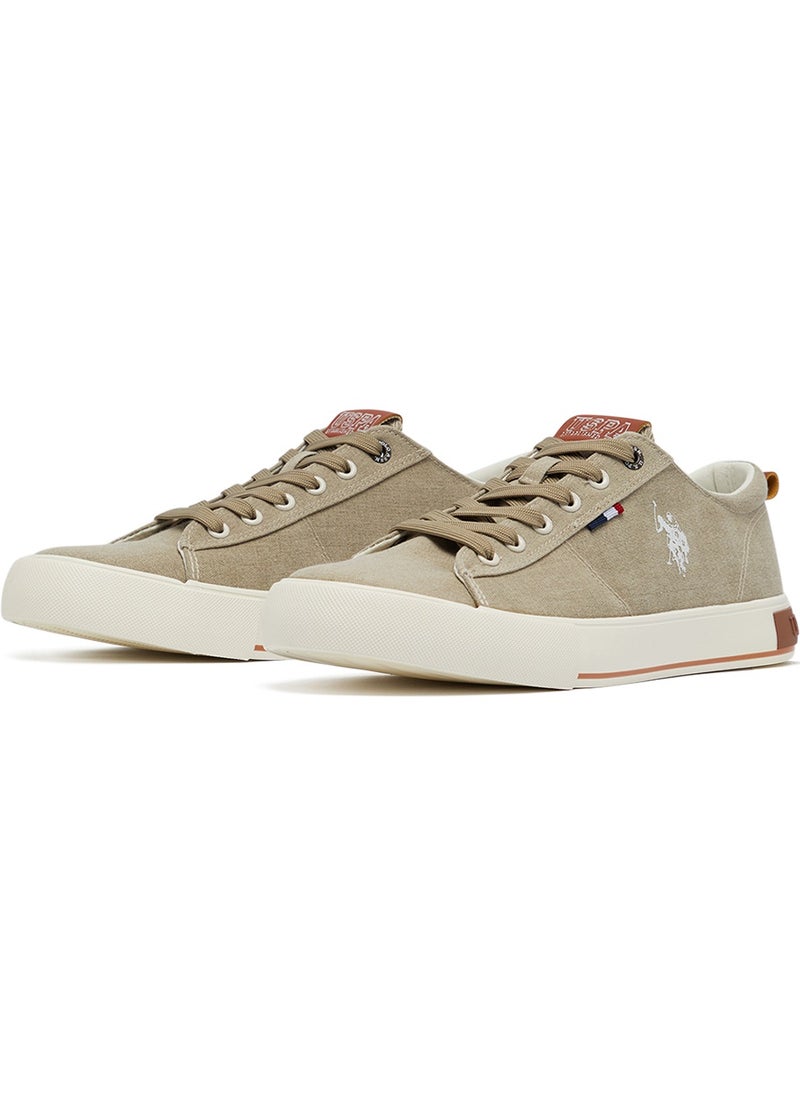 Men's Beige Low-Canvas Top Sneakers - Lightweight