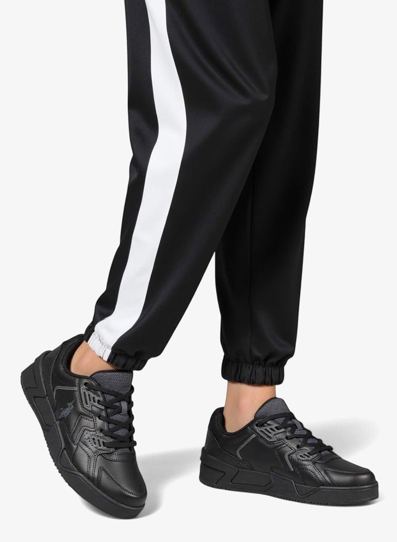 Men's Black Stylish Low-Top Casual Sneakers - Durable Lace-Up Design Shoes with Comfort Cushioned Sole for Everyday Active Wear