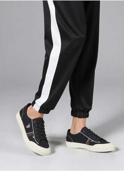 Men's Black Low-Top Sneakers -Lightweight Stylish Lace-Up Design