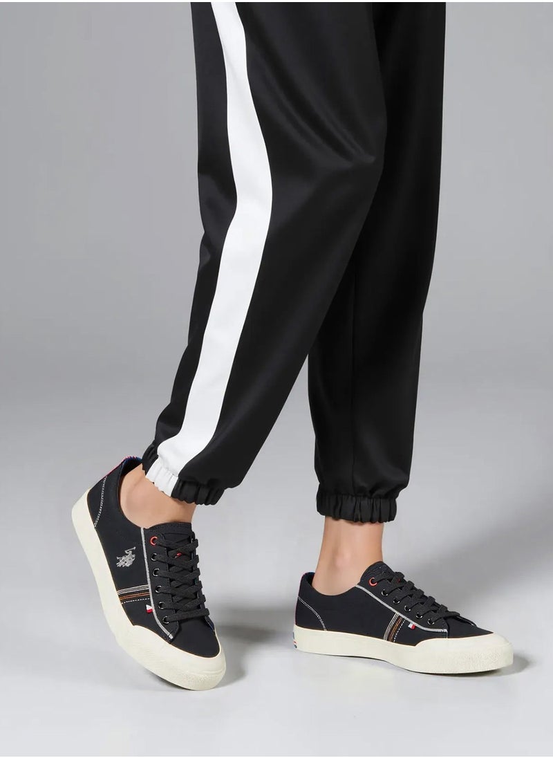 Men's Black Low-Top Sneakers -Lightweight Stylish Lace-Up Design