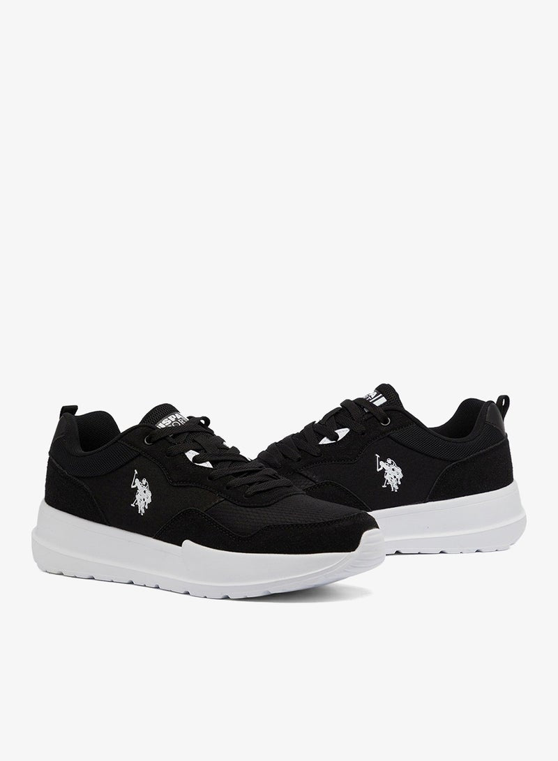 Men's Black Low-Top Sneakers - Lightweight Shoes Lace-Up Design, Comfortable for Everyday Outfits