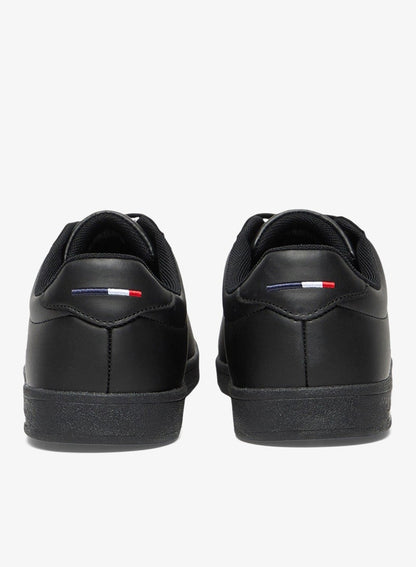 Men's Black Low-Top Sneakers - Bold Lace-Up Style, Comfortable Casual Footwear Shoes
