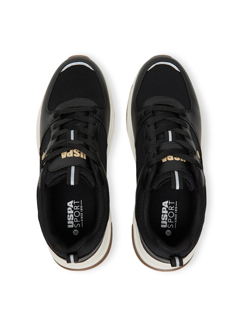 Women's Low-Top Black Casual Sneakers - Lightweight, Stylish Lace-Up Design with Comfort Cushioned Sole for Everyday Wear