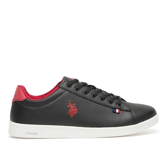 Men's Black Low-Top Sneakers - Bold Lace-Up Style, Comfortable Casual Footwear