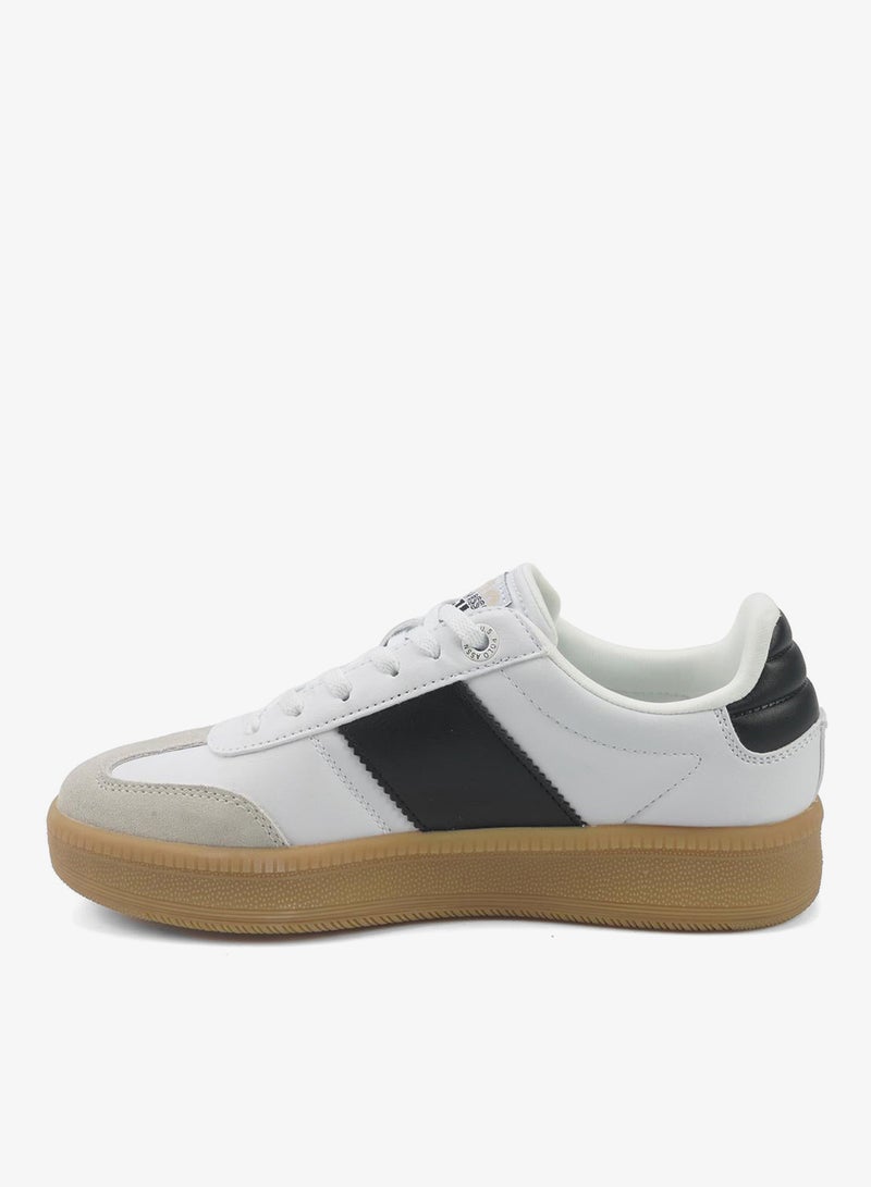 Men's White Low-Top Sneakers - Stripped Design Shoes for that Trendy Look