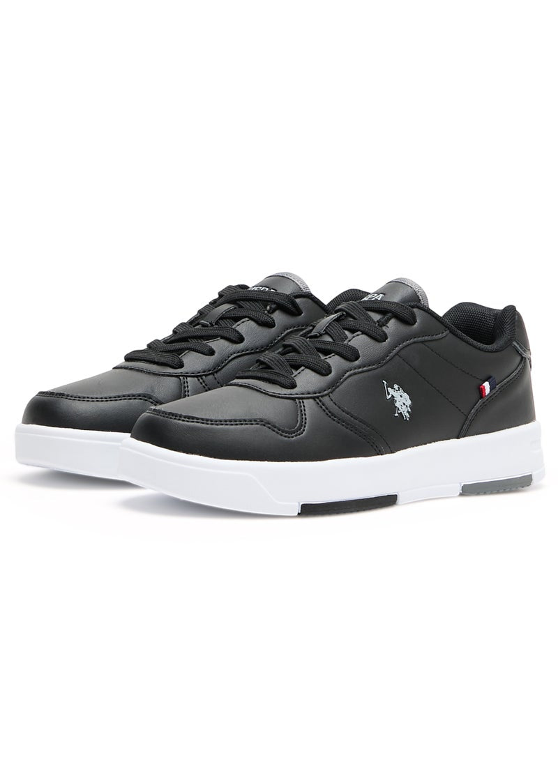 Women's Black Low-Top Sneakers - Lightweight With White Sole , Comfortable Casual Shoes