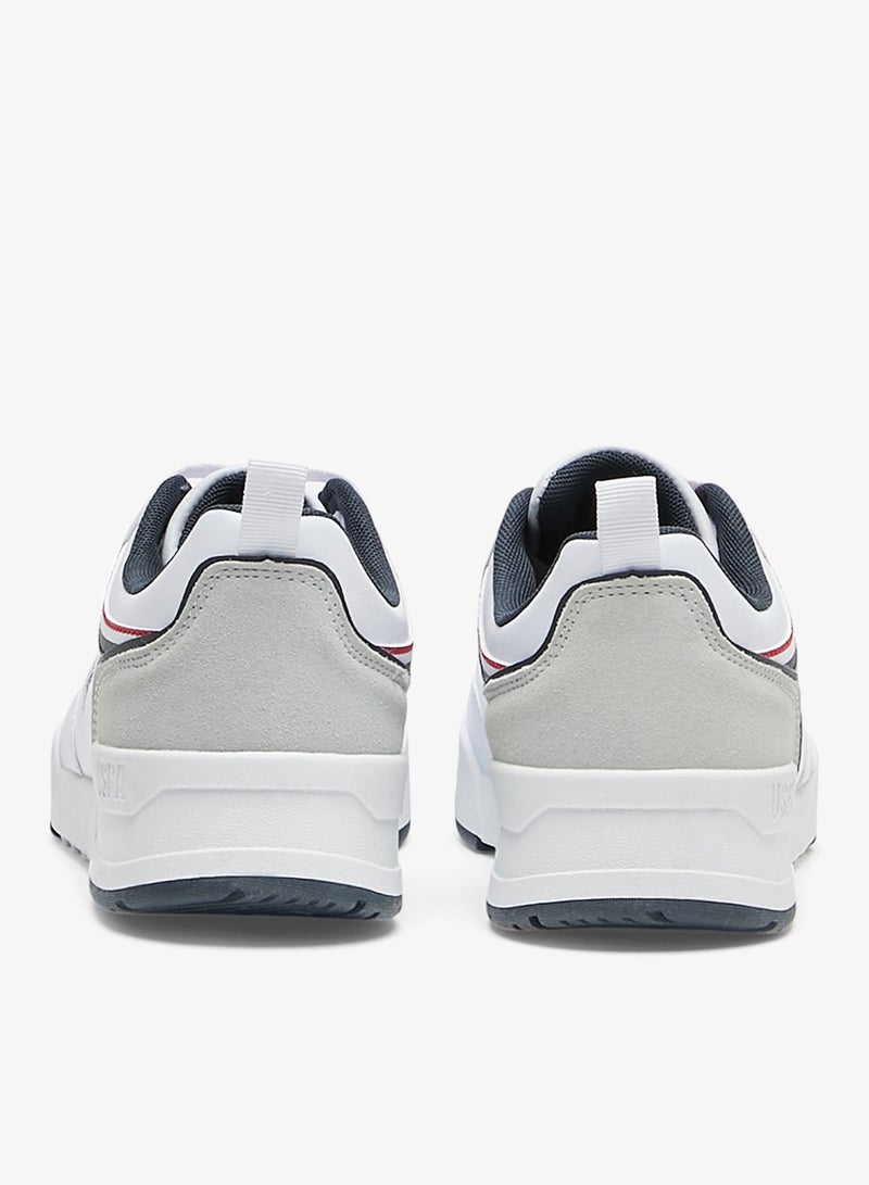 Men's White Sneakers - Lightweight Modern Design Shoes, Comfortable Everyday Casual