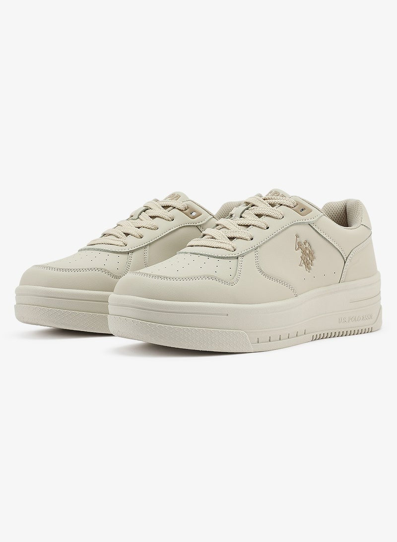Women's  Beige Low-Top Sneakers - Style that Moves, Comfort Shoes that Lasts