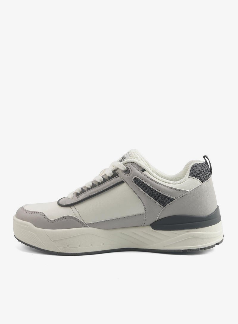Men's White Low-Top Sneakers - Modern Design with Grey Accents Shoes, Durable and Stylish Casual Footwear