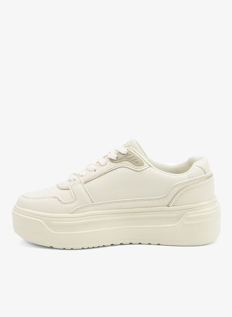 Women's  Beige Low-Top Sneakers - Style that Moves, Comfort Shoes that Lasts