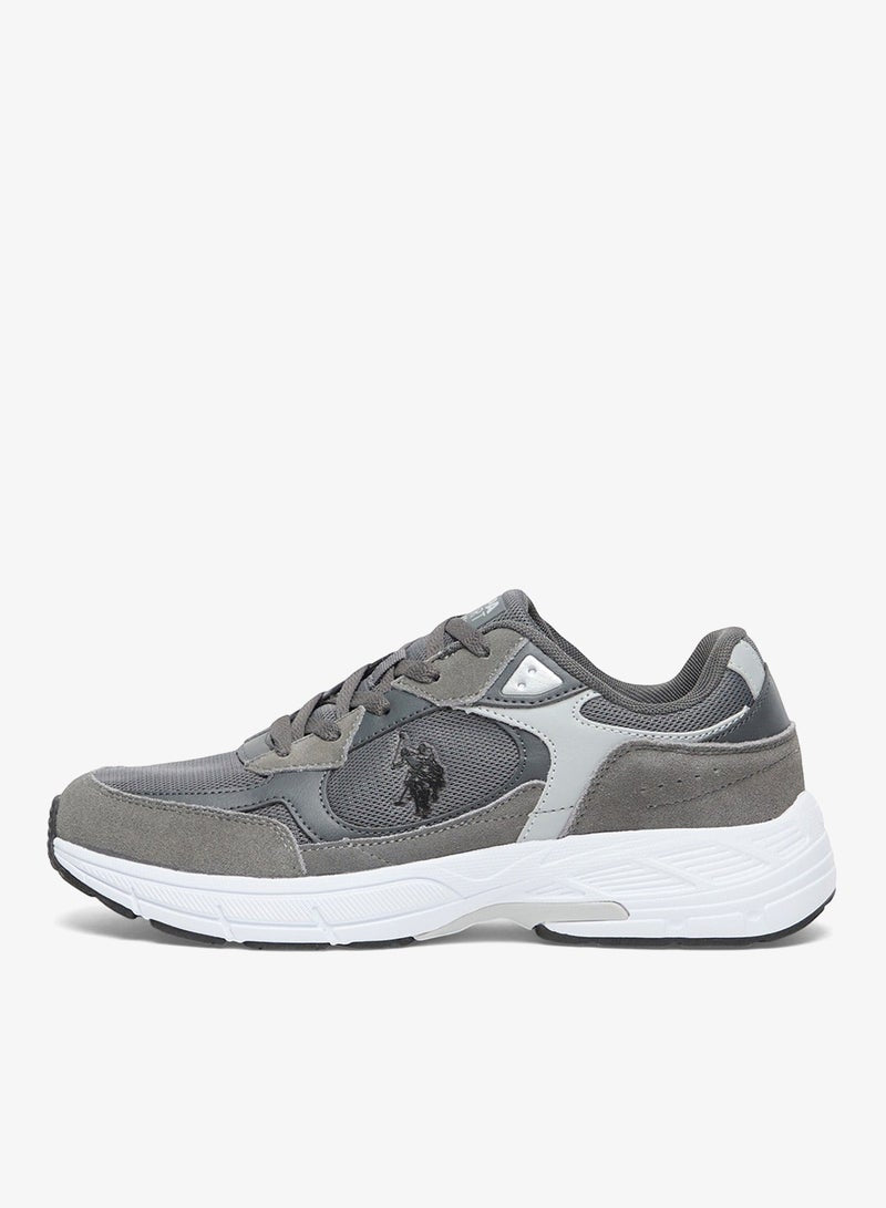 Men's Grey Low-Top Sneakers - Modern Lace-Up Design Shoes, Versatile Shoes for Casual Outfits