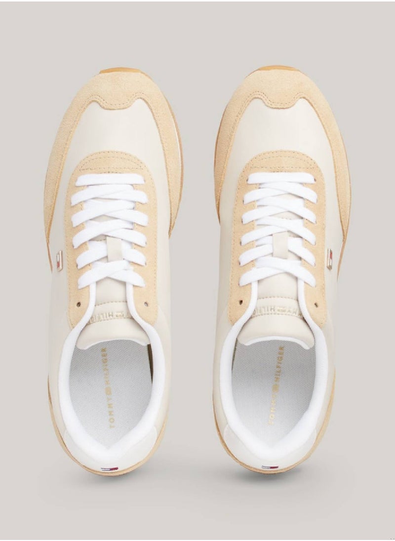 Women's Heritage Suede Flag Runner Trainers -  Suede upper, Beige