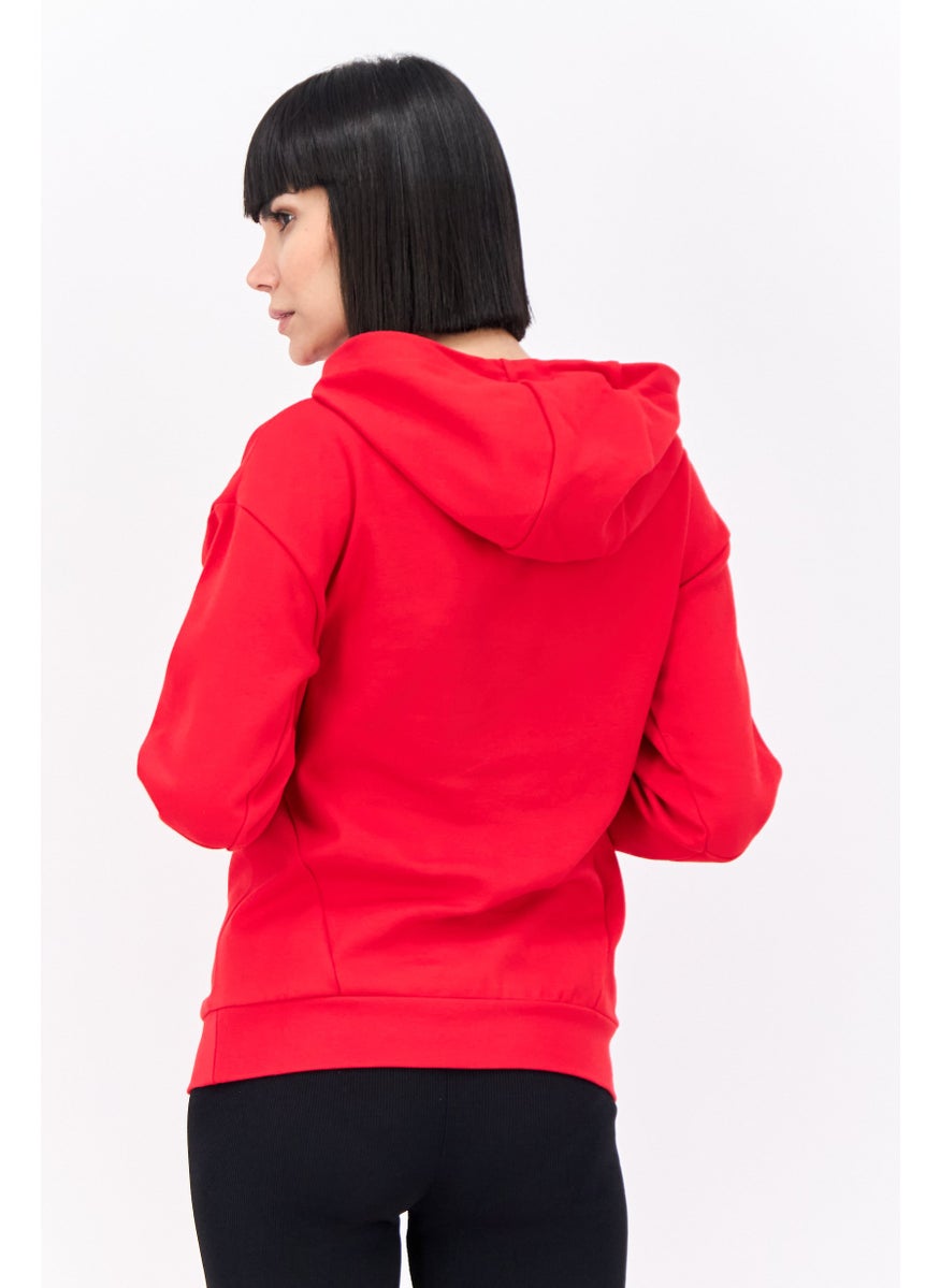 Women Sportswear Fit Long Sleeve Outdoor Sweatshirt, Red