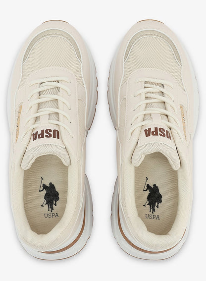 Women's Beige Low-Top Sneakers - Lightweight Shoes & Trendy Design Shoes for Everyday Wear