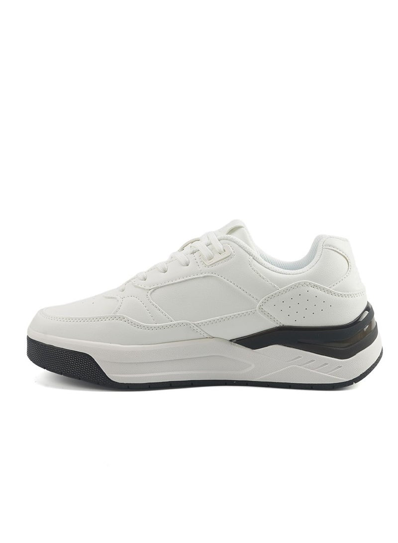 Men's White Low-Top Sneakers - Stylish Contrast Design for Sporty Everyday Looks