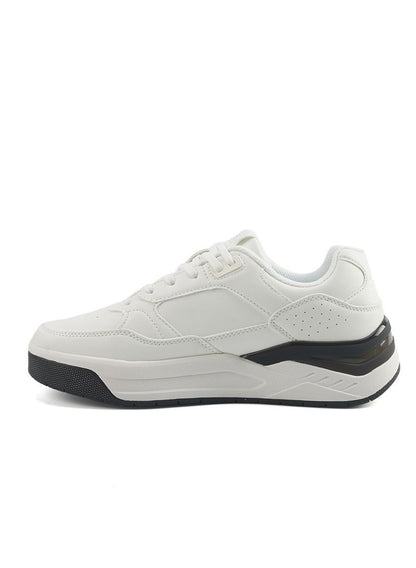 Men's White Low-Top Sneakers - Stylish Contrast Design for Sporty Everyday Looks