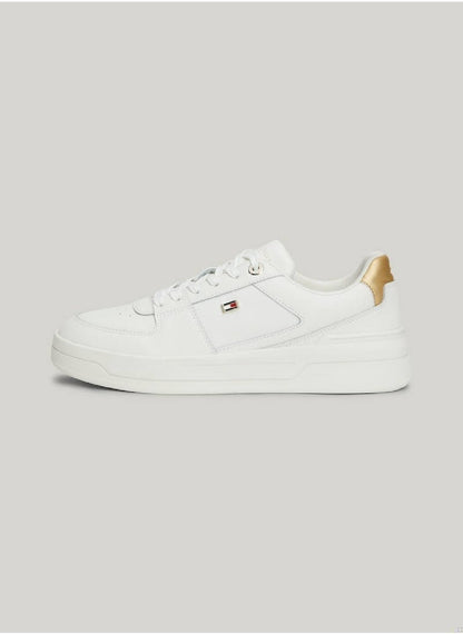 Women's Essential Metallic Detail Basketball Trainers -  Leather mix upper, Beige