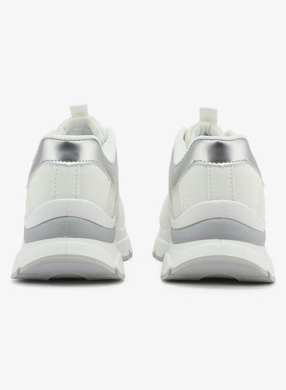 Women's White Low-Top Sneakers - Stylish Shimmer Design Shoes, Perfect for a Cute Outfit