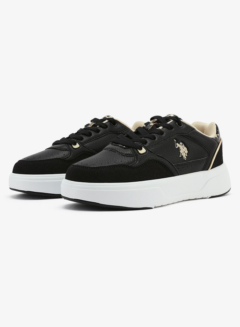 Women's Black Sneakers - Bold Rugged Style Shoes with Durable Sole for Outdoor Wear