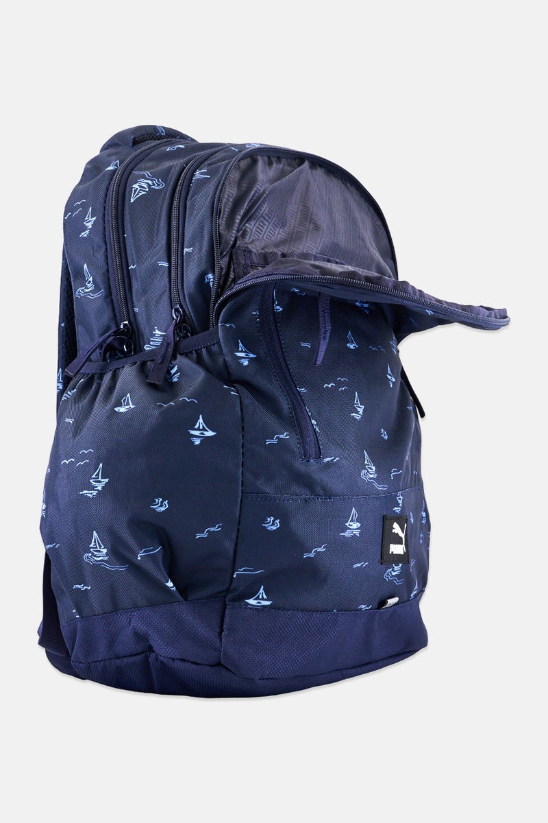 Men Allover Print Backpack, Navy