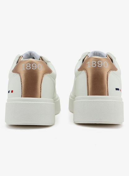 Women's White Low-Top Sneakers - Stylish Lace-Up Design Shoes, Perfect for Casual Outings
