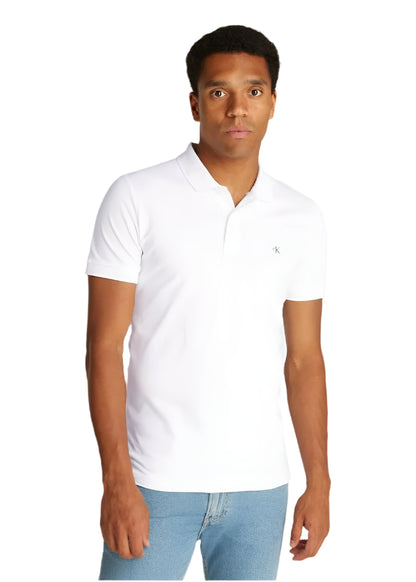 Men's Slim Cotton Stretch Polo Shirt -  cotton stretch piqué, White
