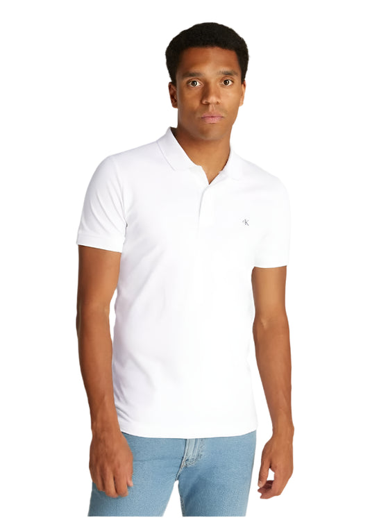 Men's Slim Cotton Stretch Polo Shirt -  cotton stretch piqué, White