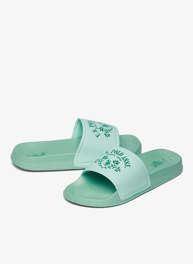 Women's Green Signature Slides Shoes - Effortless Style Meets Ultimate Relaxation!