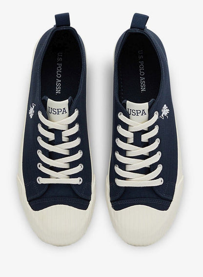 Men's Navy Low-Top Canvas Sneakers - Iconic Branding for a Clean Look Shoes