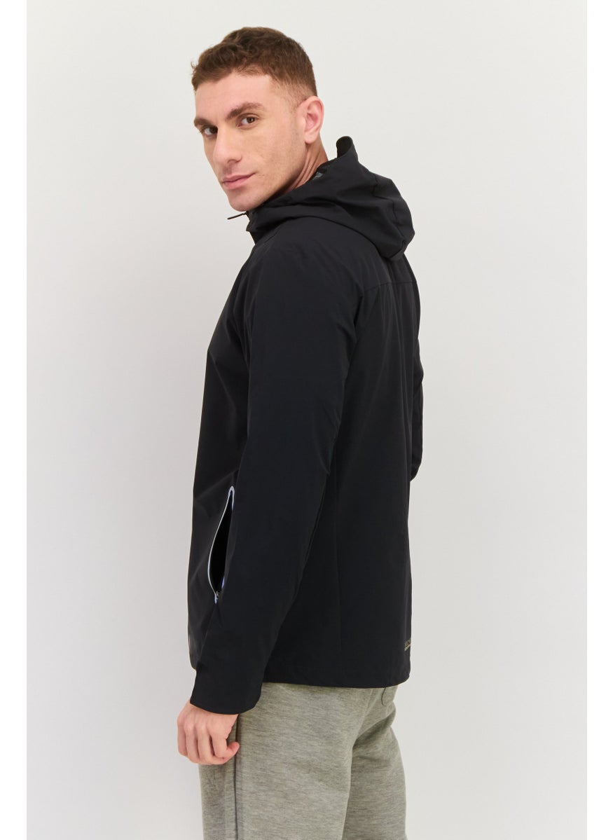 Men Sportswear Fit Long Sleeve Outdoor Jacket, Black