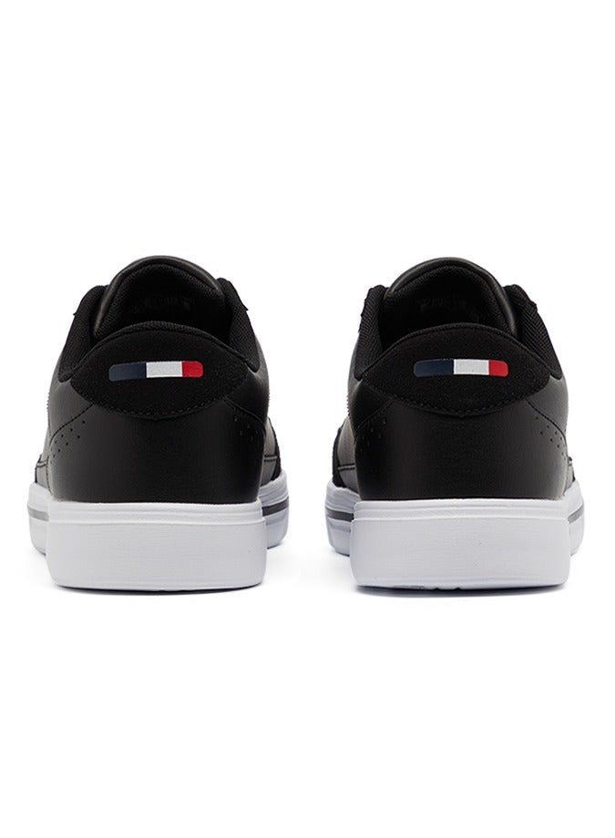 Men's Black Low-Top Sneakers - Lightweight Lace-Up Design, Comfortable for Everyday Outfits