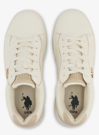 Women's White Low-Top Sneakers - Stylish Lace-Up Design Shoes, Perfect for Casual Outings