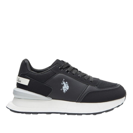 Women's Black Low-Top Sneakers - Lightweight with White Sole, Comfortable Casual Shoes