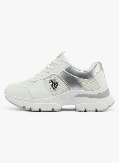 Women's White Low-Top Sneakers - Stylish Shimmer Design Shoes, Perfect for a Cute Outfit