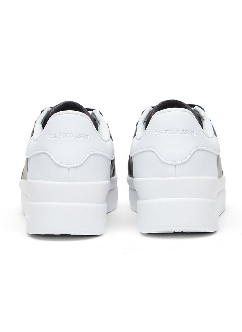 Women's Black Low-Top Sneakers - Sleek Style with Lace-Up Design and Contrast White Heel Accent for Everyday Wear