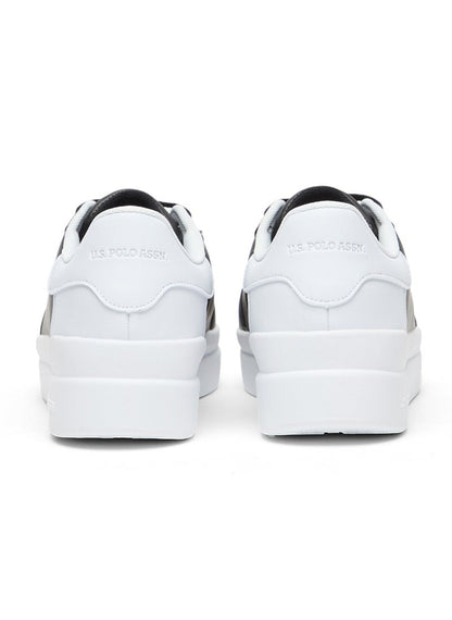 Women's Black Low-Top Sneakers - Sleek Style with Lace-Up Design and Contrast White Heel Accent for Everyday Wear