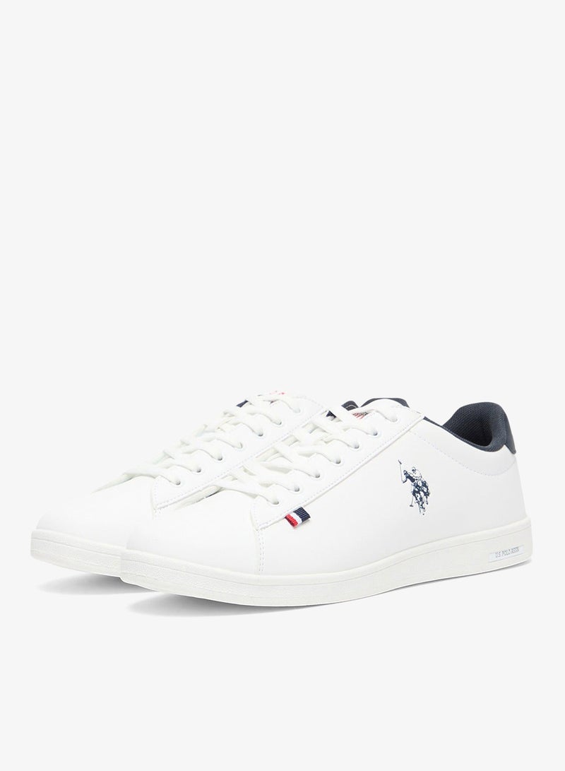 Men's White Low-Top Sneakers - Lightweight Shoes Lace-Up Style, Comfortable Casual Footwear